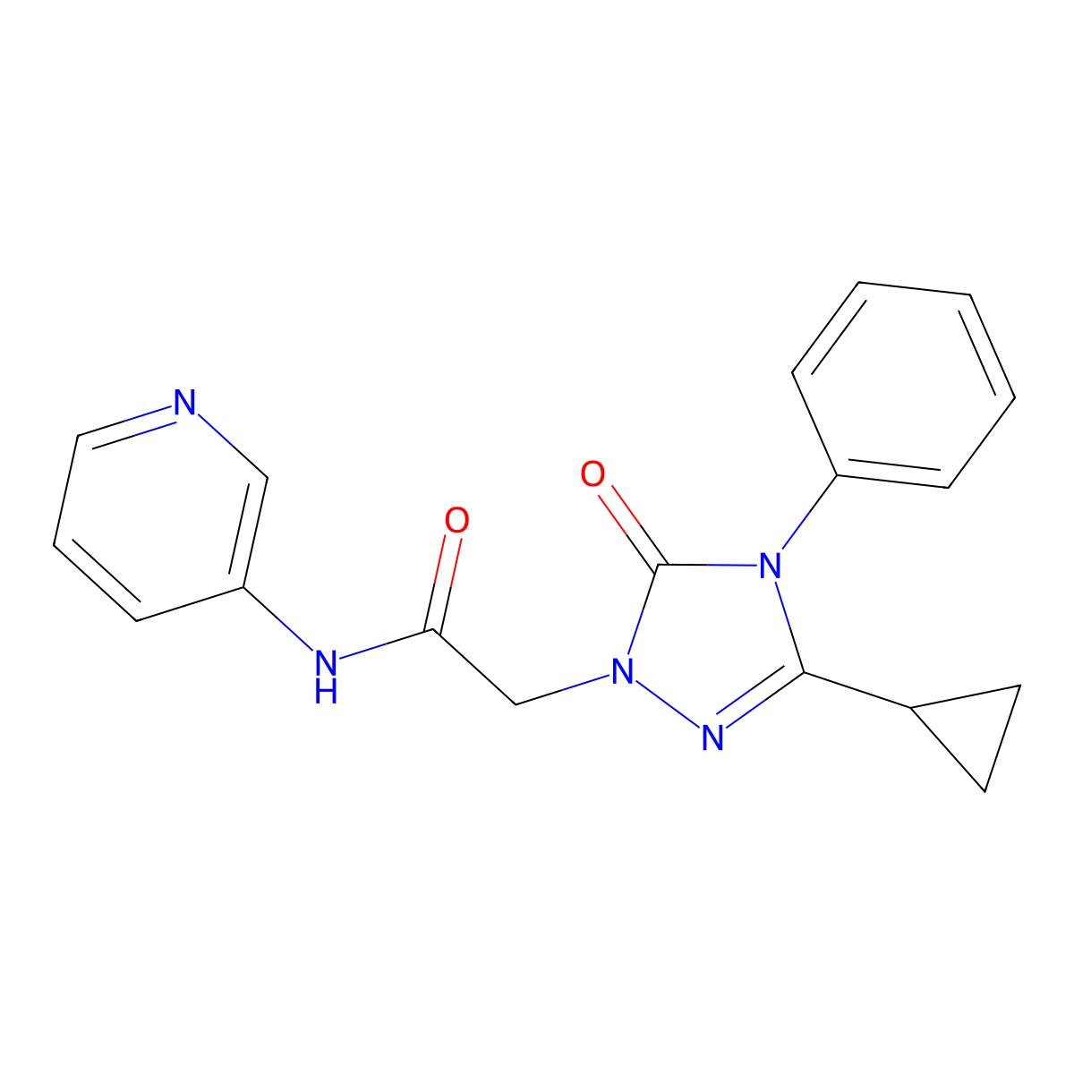 2-(3-cyclopropyl-5-oxo-4-phenyl-4,5-dihydro-1H-1,2,4-triazol-1-yl)-N-(pyridin-3-yl)acetamide molecular structure, CAS 1396751-47-5