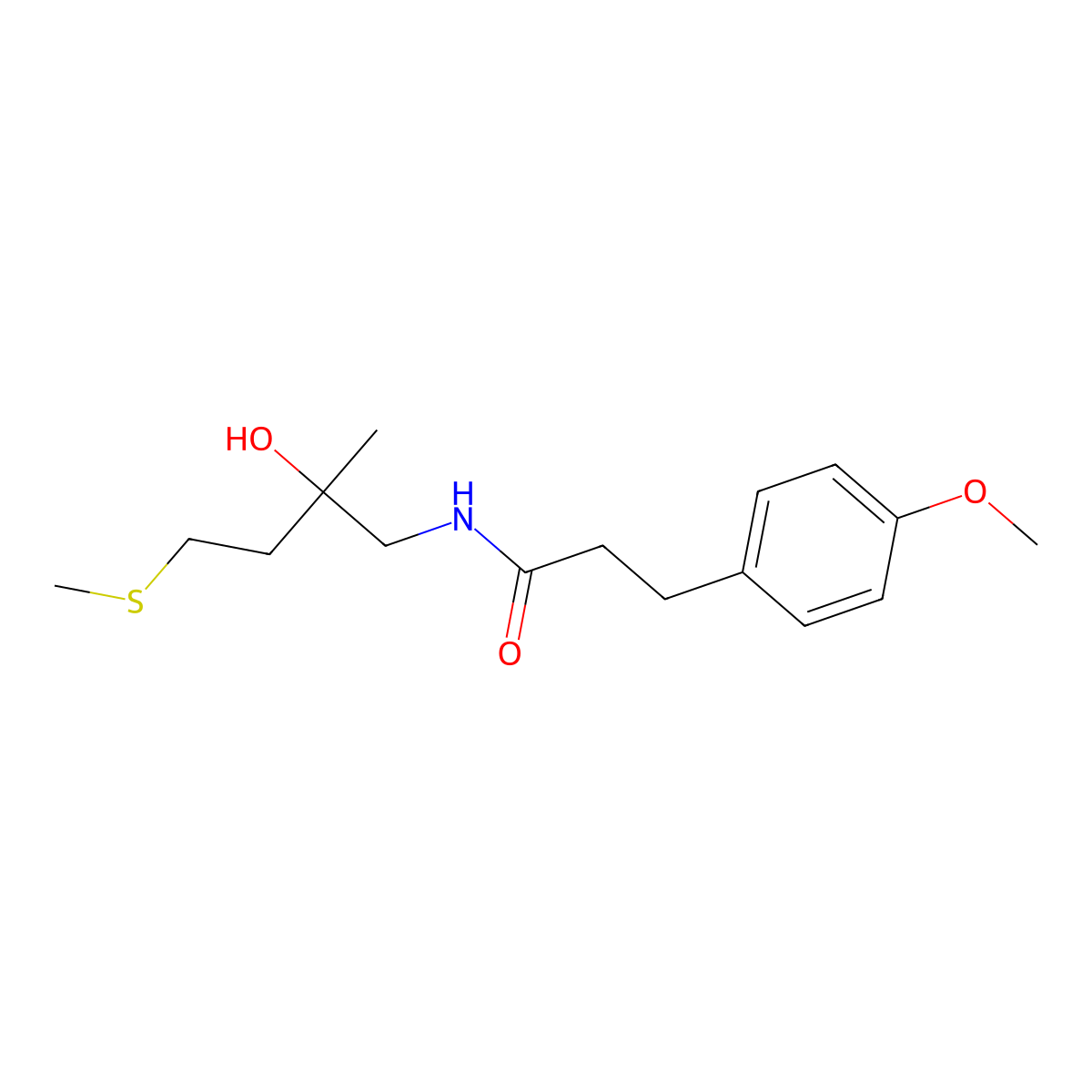 N-(2-hydroxy-2-methyl-4-(methylthio)butyl)-3-(4-methoxyphenyl)propanamide molecular structure, CAS 1396751-51-1