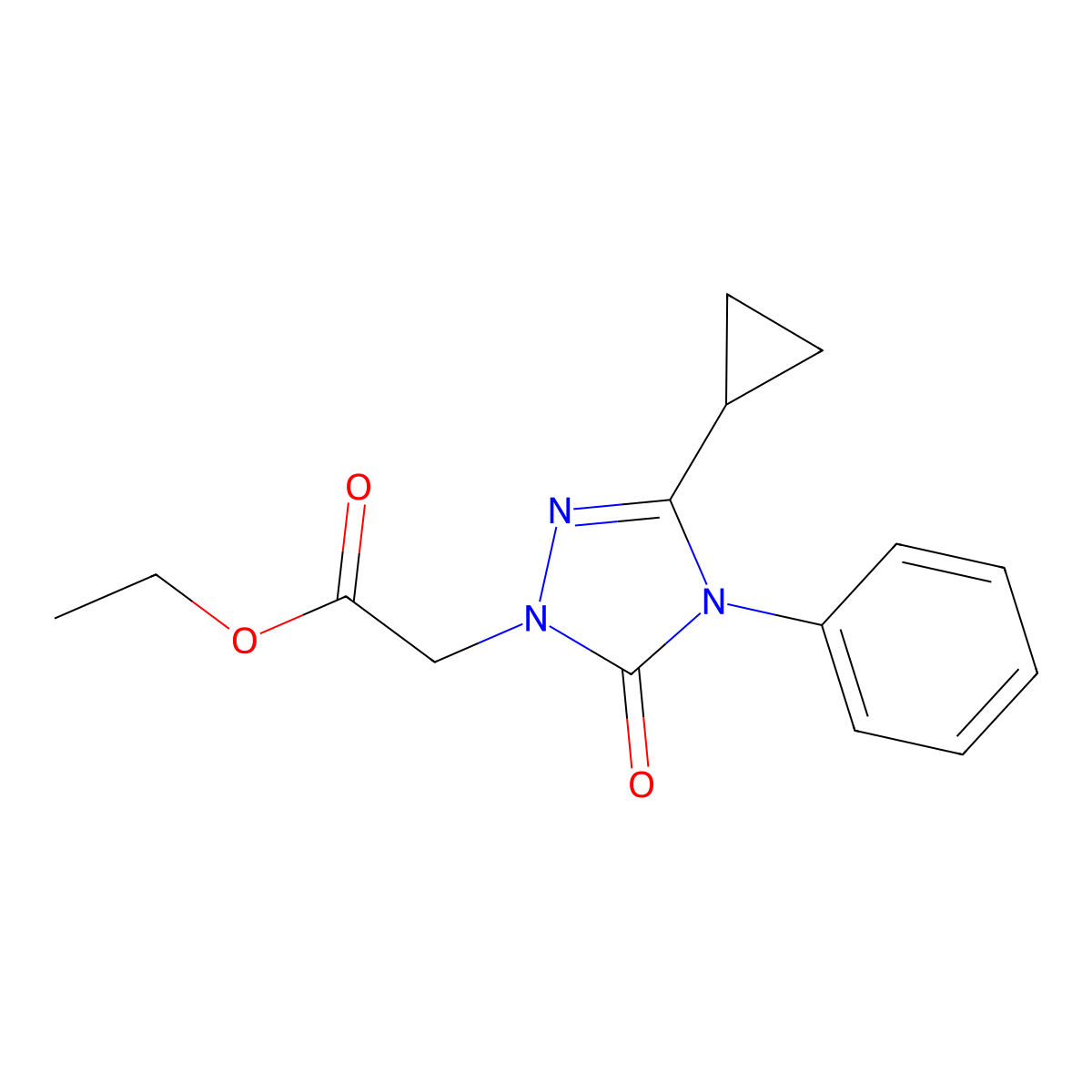 ethyl 2-(3-cyclopropyl-5-oxo-4-phenyl-4,5-dihydro-1H-1,2,4-triazol-1-yl)acetate molecular structure, CAS 1396751-52-2
