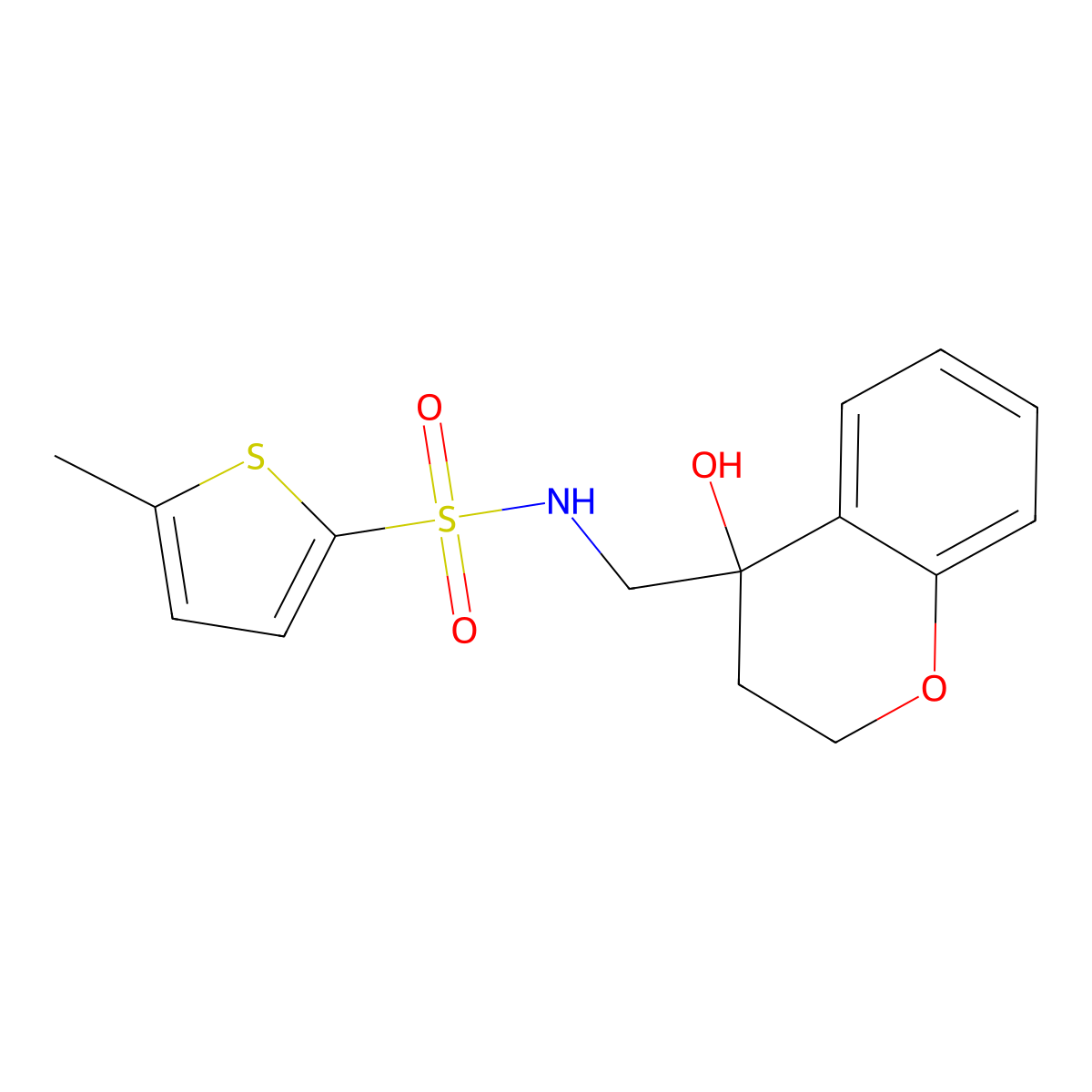 N-((4-hydroxychroman-4-yl)methyl)-5-methylthiophene-2-sulfonamide molecular structure, CAS 1396751-53-3