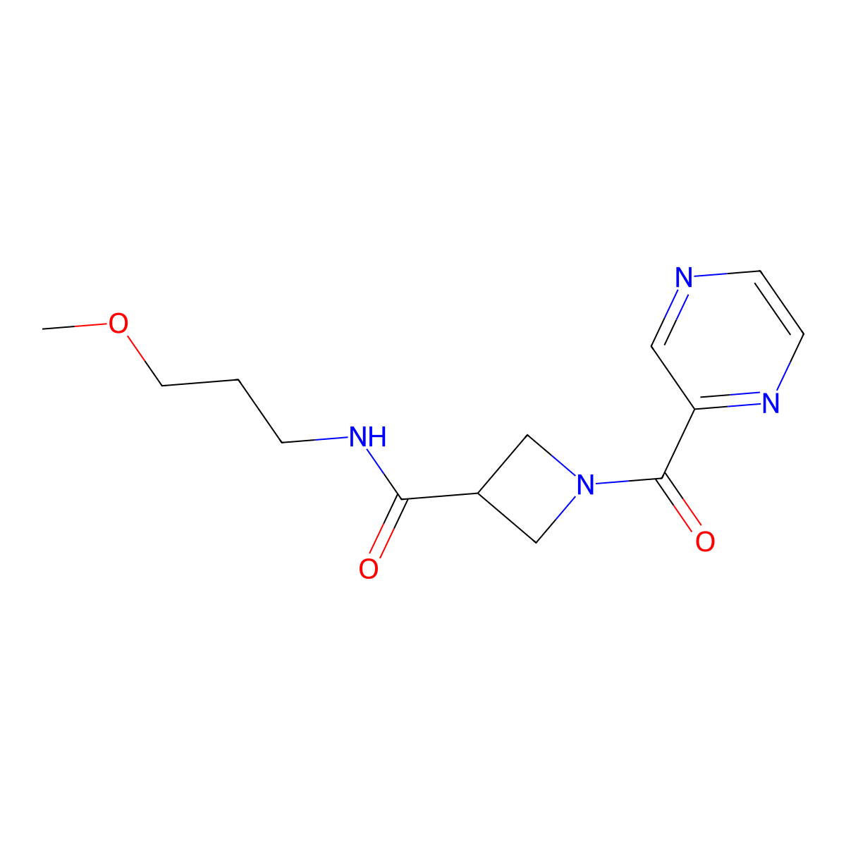 N-(3-methoxypropyl)-1-(pyrazine-2-carbonyl)azetidine-3-carboxamide molecular structure, CAS 1396751-59-9