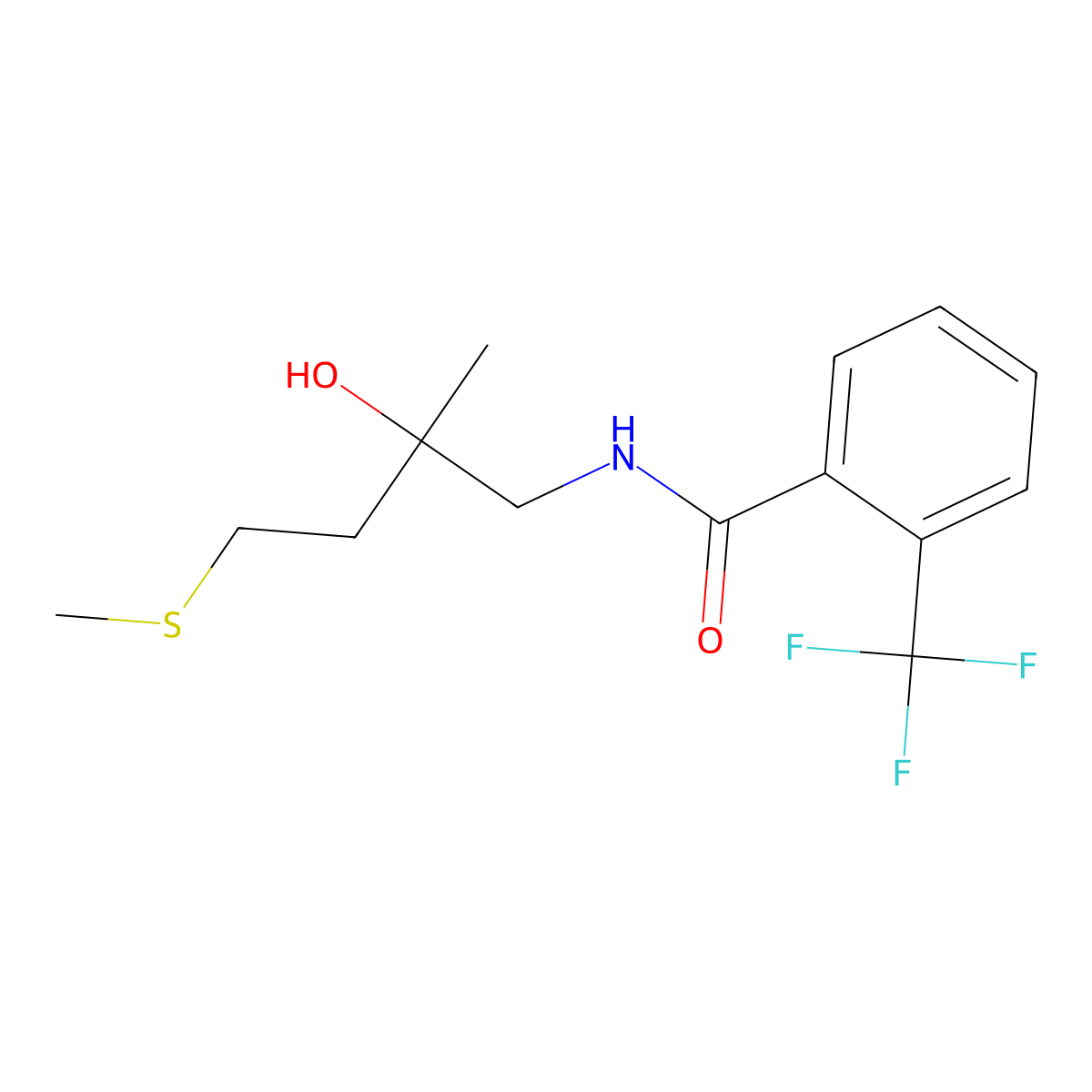 N-[2-hydroxy-2-methyl-4-(methylsulfanyl)butyl]-2-(trifluoromethyl)benzamide molecular structure, CAS 1396751-62-4