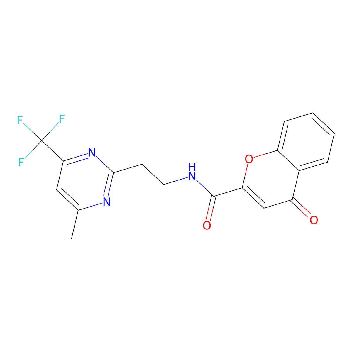 N-(2-(4-methyl-6-(trifluoromethyl)pyrimidin-2-yl)ethyl)-4-oxo-4H-chromene-2-carboxamide molecular structure, CAS 1396751-71-5