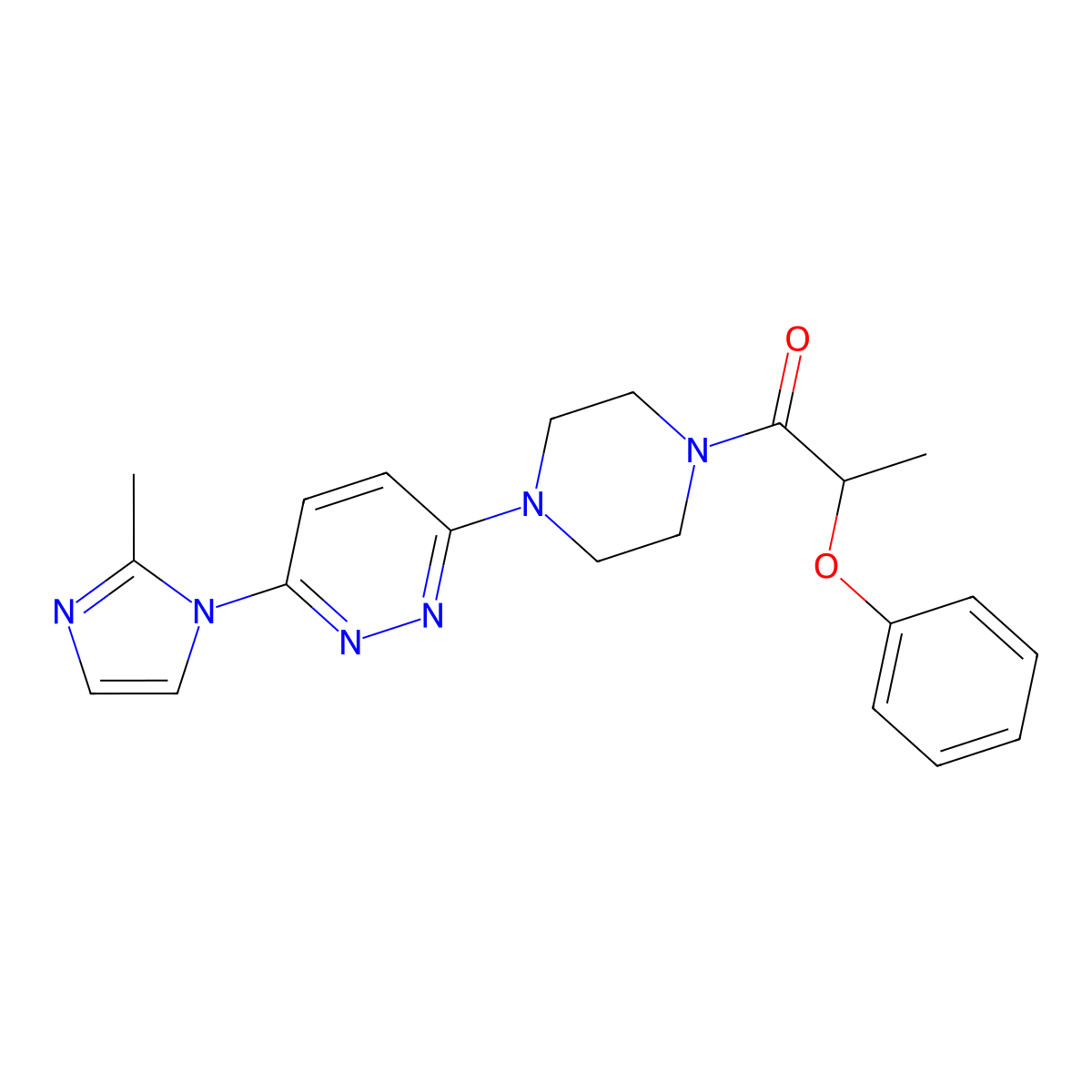 1-{4-[6-(2-methyl-1H-imidazol-1-yl)pyridazin-3-yl]piperazin-1-yl}-2-phenoxypropan-1-one molecular structure, CAS 1396752-12-7