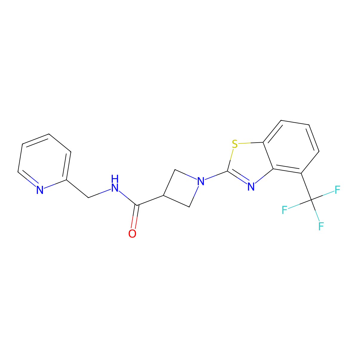 N-(pyridin-2-ylmethyl)-1-(4-(trifluoromethyl)benzo[d]thiazol-2-yl)azetidine-3-carboxamide molecular structure, CAS 1396752-21-8