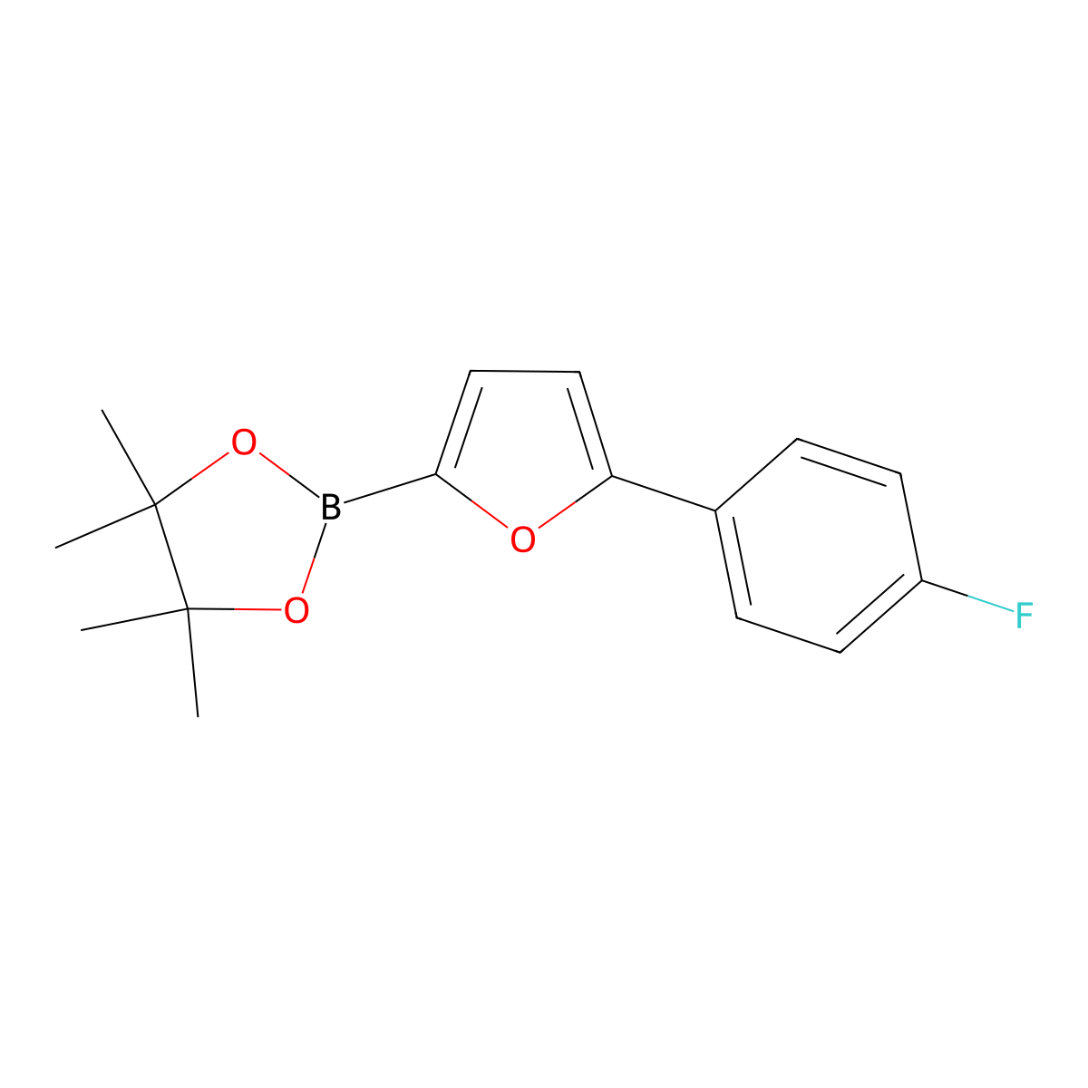 2-(5-(4-Fluorophenyl)furan-2-yl)-4,4,5,5-tetramethyl-1,3,2-dioxaborolane molecular structure, CAS 1396753-07-3