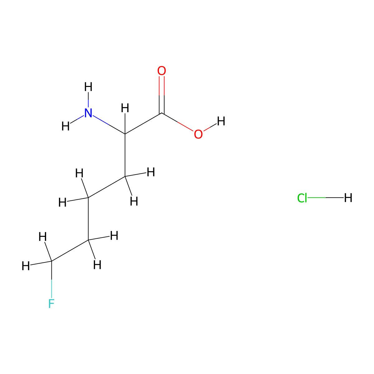 2-Amino-6-fluorohexanoic acid hydrochloride molecular structure, CAS 1396756-97-0