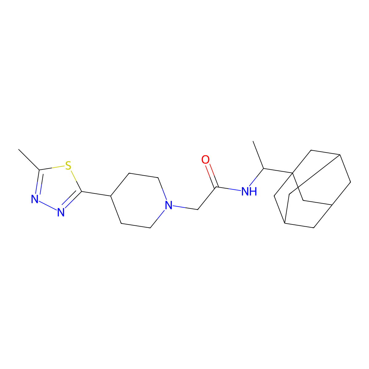 N-[1-(adamantan-1-yl)ethyl]-2-[4-(5-methyl-1,3,4-thiadiazol-2-yl)piperidin-1-yl]acetamide molecular structure, CAS 1396757-18-8