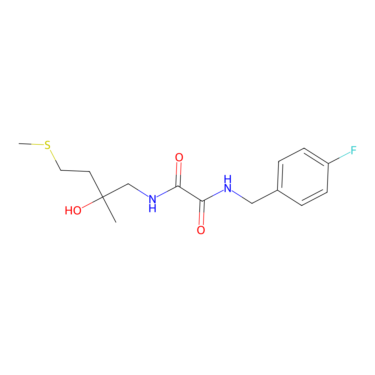 N1-(4-fluorobenzyl)-N2-(2-hydroxy-2-methyl-4-(methylthio)butyl)oxalamide molecular structure, CAS 1396757-21-3