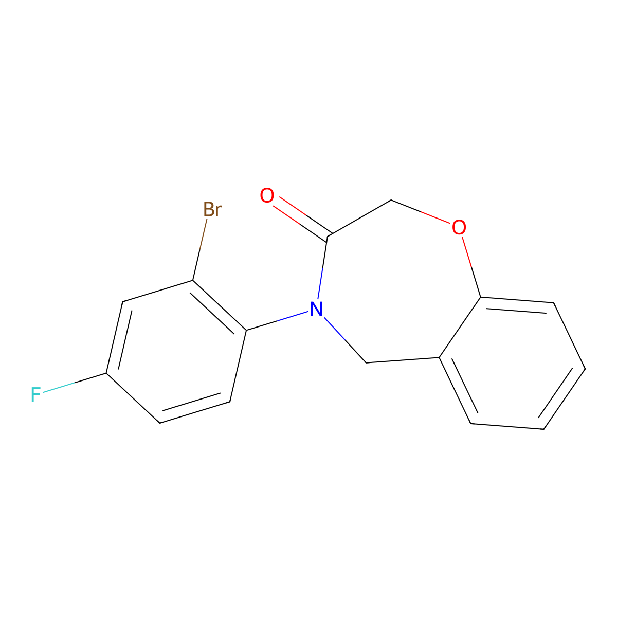 4-(2-bromo-4-fluorophenyl)-4,5-dihydro-1,4-benzoxazepin-3(2H)-one molecular structure, CAS 1396757-23-5