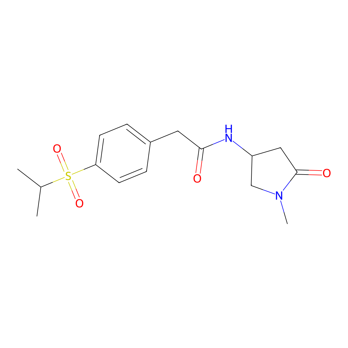 2-(4-(isopropylsulfonyl)phenyl)-N-(1-methyl-5-oxopyrrolidin-3-yl)acetamide molecular structure, CAS 1396757-25-7