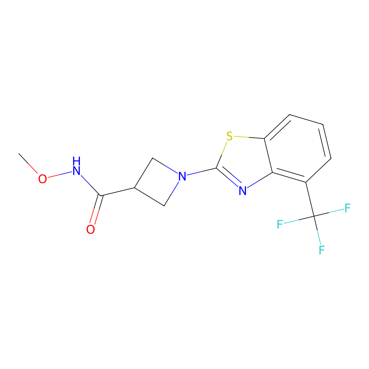 N-methoxy-1-(4-(trifluoromethyl)benzo[d]thiazol-2-yl)azetidine-3-carboxamide molecular structure, CAS 1396757-30-4