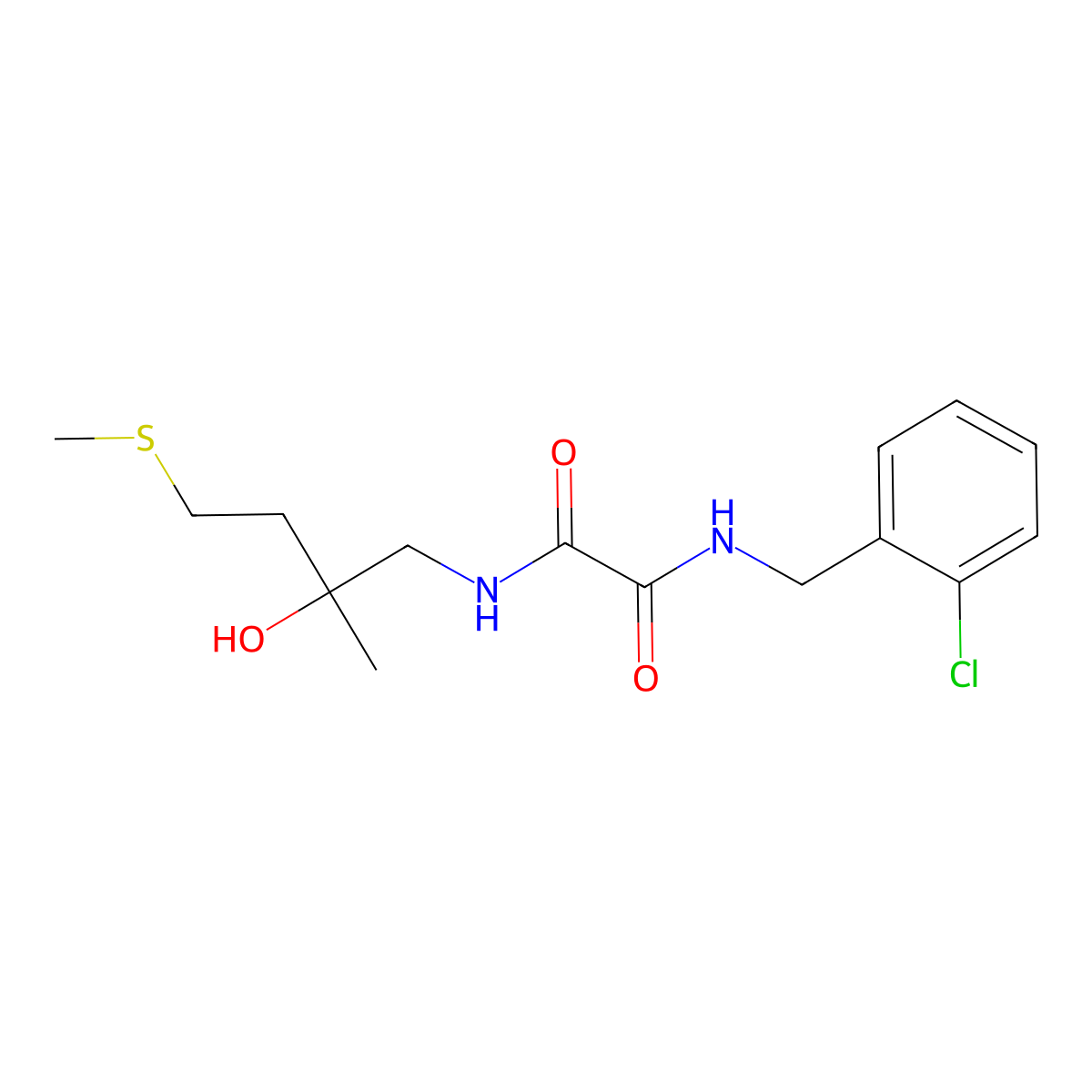 N1-(2-chlorobenzyl)-N2-(2-hydroxy-2-methyl-4-(methylthio)butyl)oxalamide molecular structure, CAS 1396757-33-7