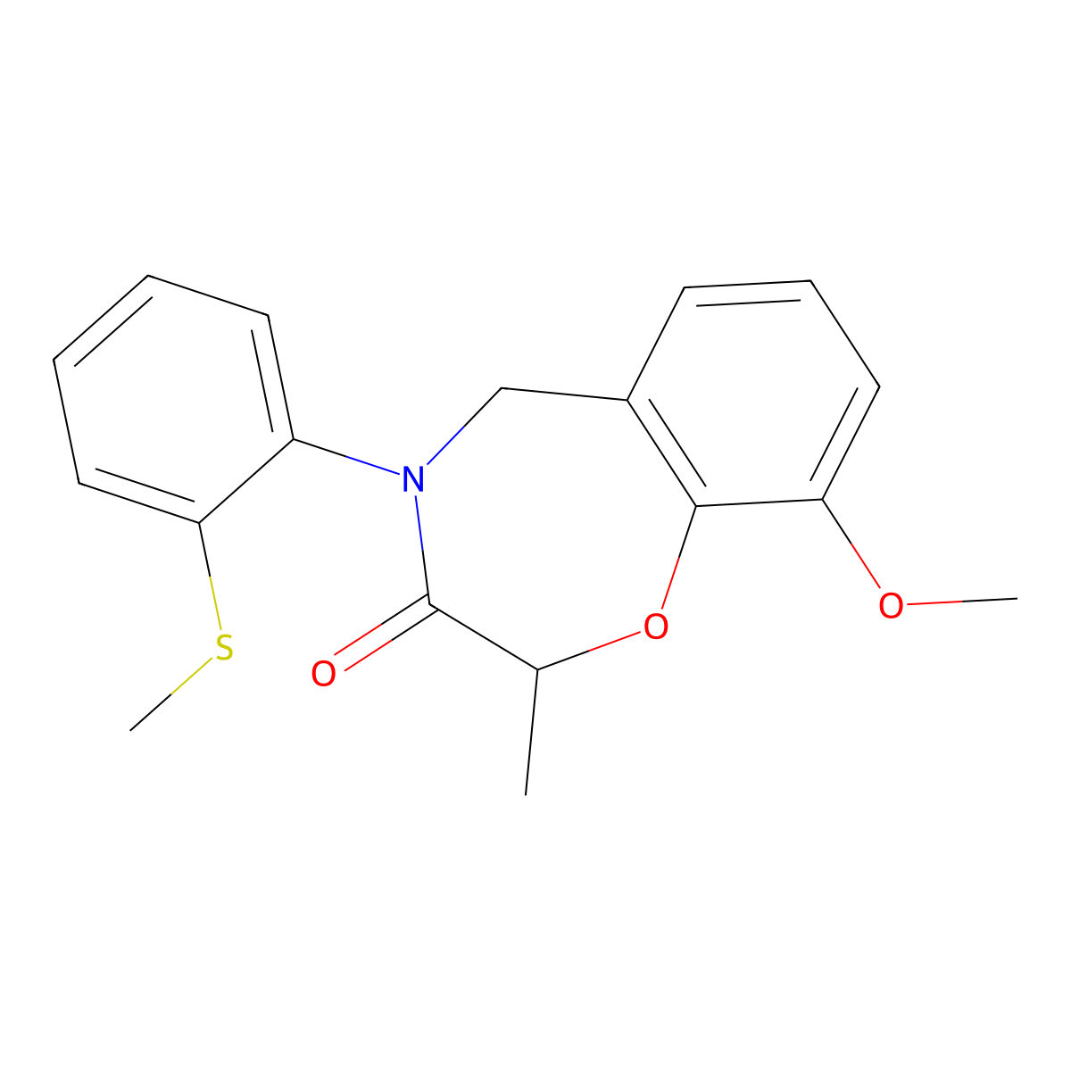 9-methoxy-2-methyl-4-[2-(methylthio)phenyl]-4,5-dihydro-1,4-benzoxazepin-3(2H)-one molecular structure, CAS 1396757-48-4