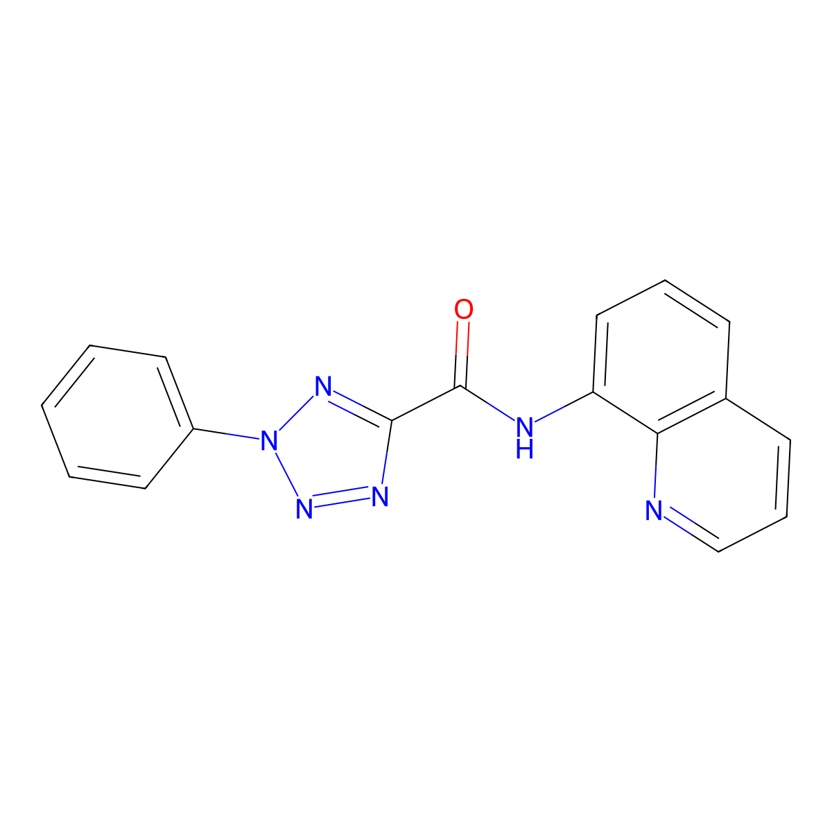 2-phenyl-N-(quinolin-8-yl)-2H-tetrazole-5-carboxamide molecular structure, CAS 1396757-55-3