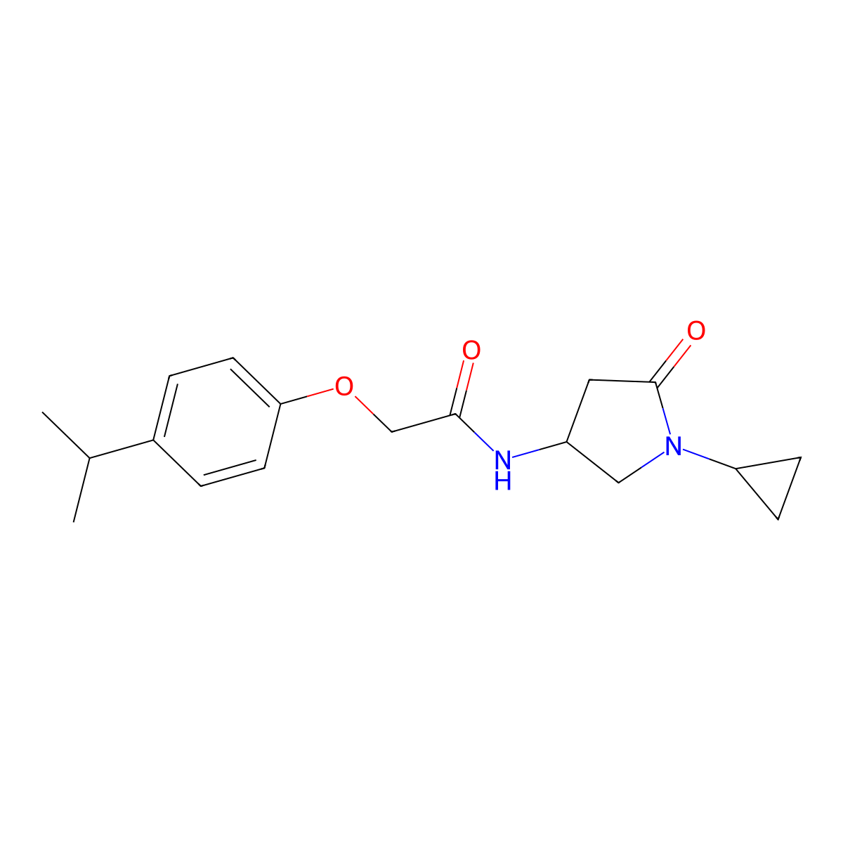 N-(1-cyclopropyl-5-oxopyrrolidin-3-yl)-2-(4-isopropylphenoxy)acetamide molecular structure, CAS 1396757-59-7