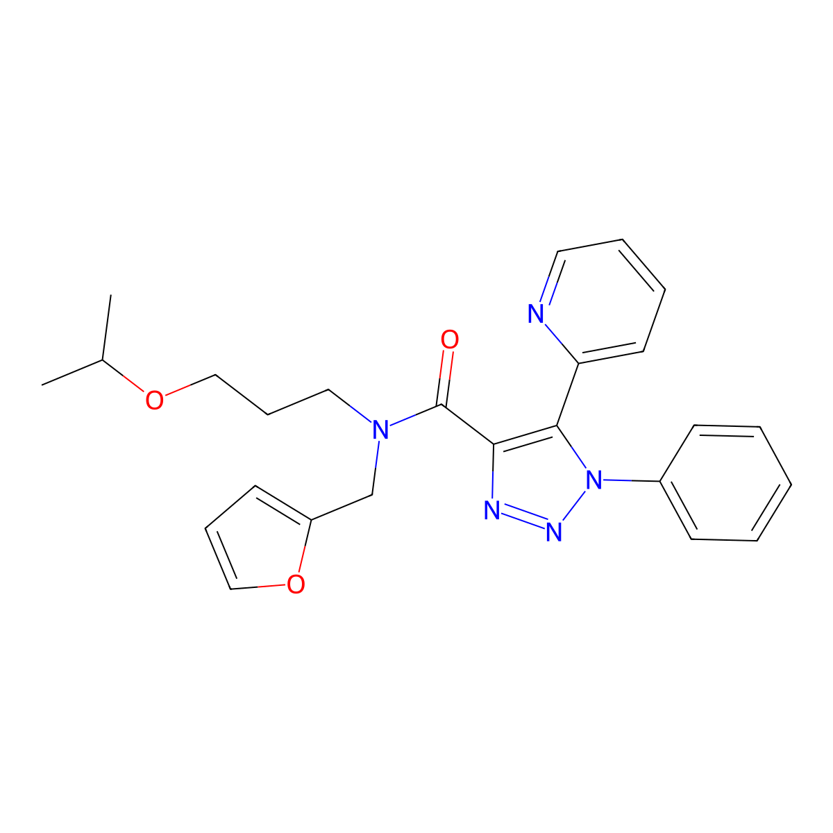 N-(2-furylmethyl)-N-(3-isopropoxypropyl)-1-phenyl-5-pyridin-2-yl-1H-1,2,3-triazole-4-carboxamide molecular structure, CAS 1396757-61-1