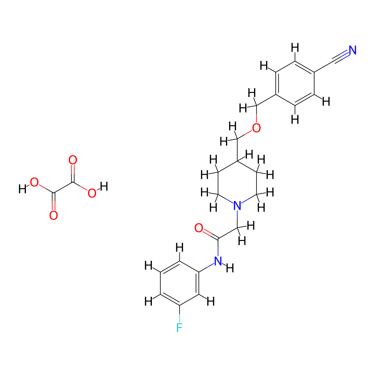 2-(4-(((4-cyanobenzyl)oxy)methyl)piperidin-1-yl)-N-(3-fluorophenyl)acetamide oxalate molecular structure, CAS 1396757-70-2