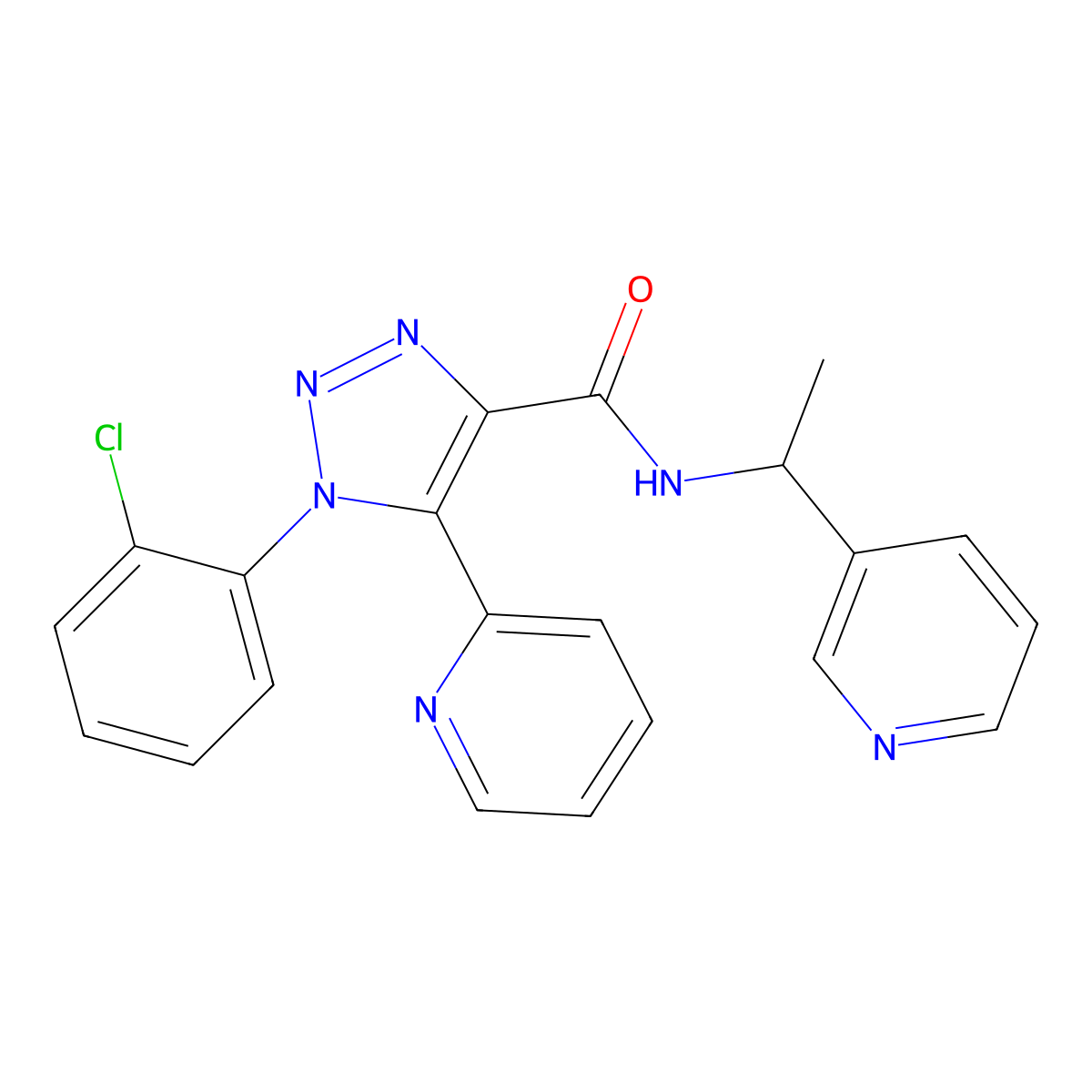 1-(2-chlorophenyl)-5-(pyridin-2-yl)-N-[1-(pyridin-3-yl)ethyl]-1H-1,2,3-triazole-4-carboxamide molecular structure, CAS 1396757-75-7