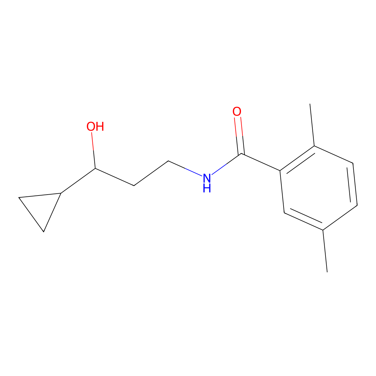 N-(3-cyclopropyl-3-hydroxypropyl)-2,5-dimethylbenzamide molecular structure, CAS 1396757-89-3