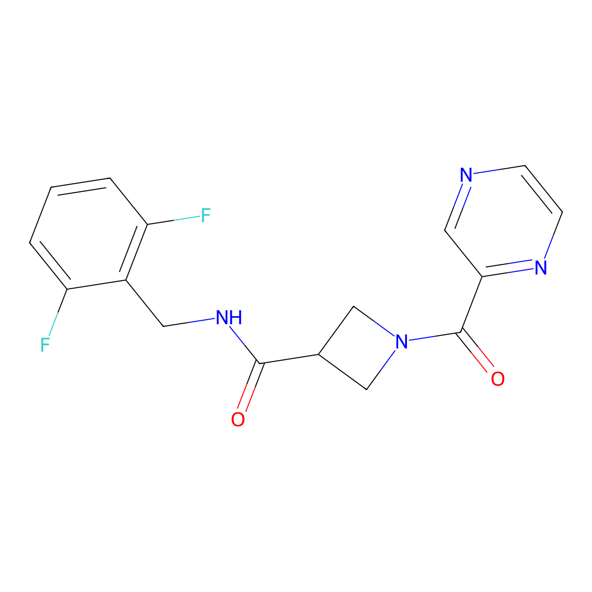 N-(2,6-difluorobenzyl)-1-(pyrazine-2-carbonyl)azetidine-3-carboxamide molecular structure, CAS 1396757-91-7