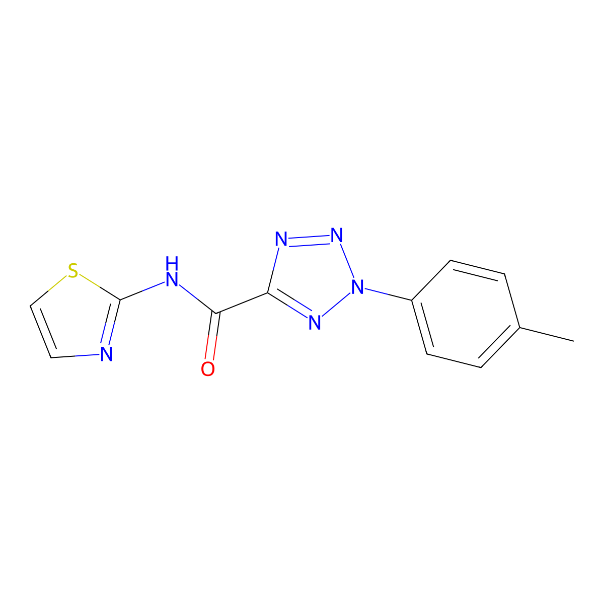 N-(thiazol-2-yl)-2-(p-tolyl)-2H-tetrazole-5-carboxamide molecular structure, CAS 1396757-92-8