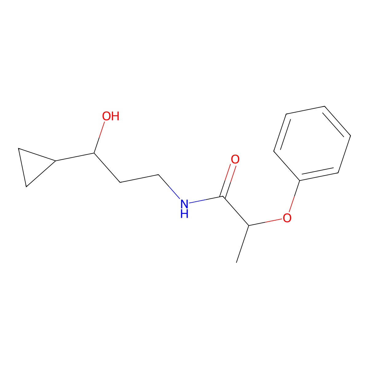 N-(3-cyclopropyl-3-hydroxypropyl)-2-phenoxypropanamide molecular structure, CAS 1396757-94-0
