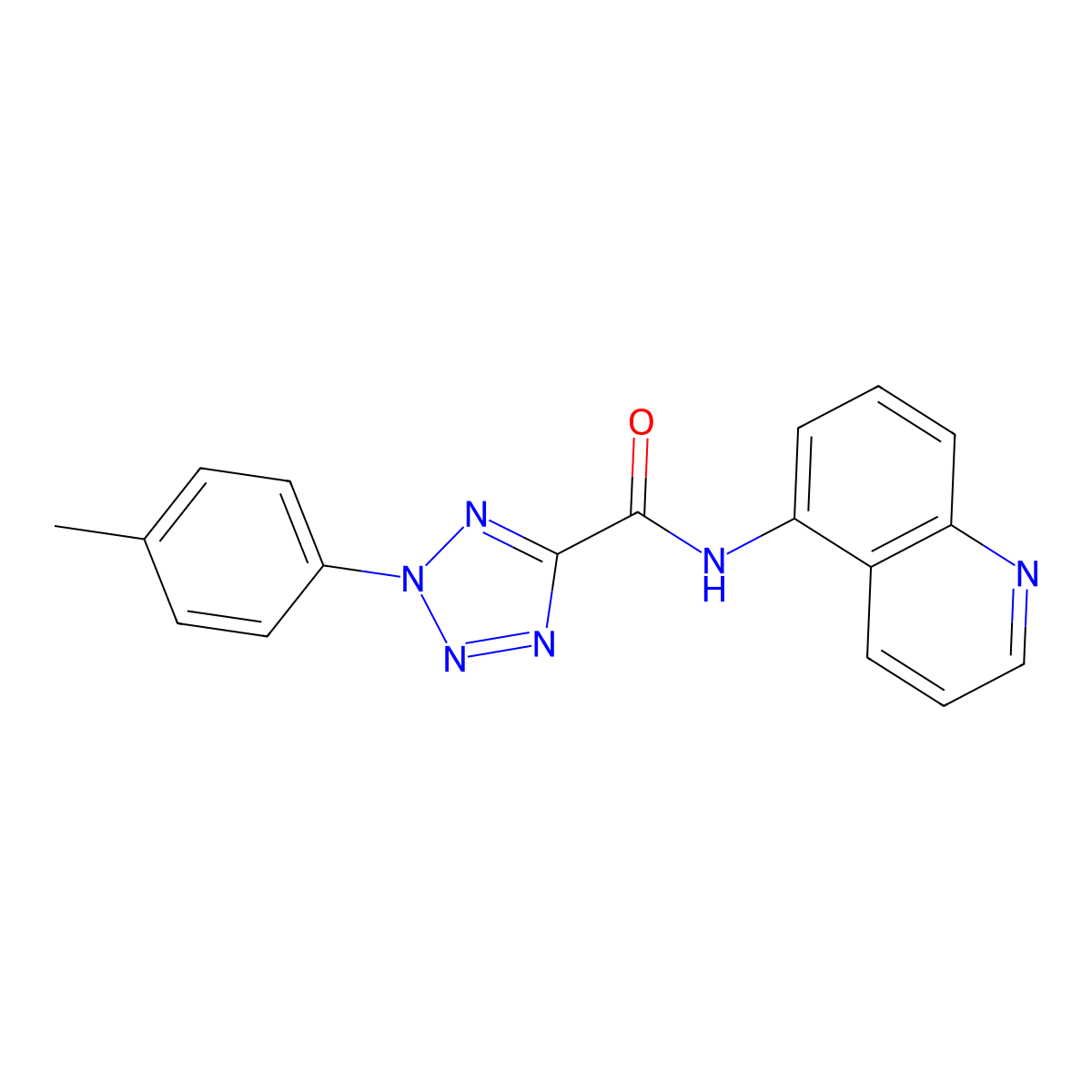 N-(quinolin-5-yl)-2-(p-tolyl)-2H-tetrazole-5-carboxamide molecular structure, CAS 1396757-99-5