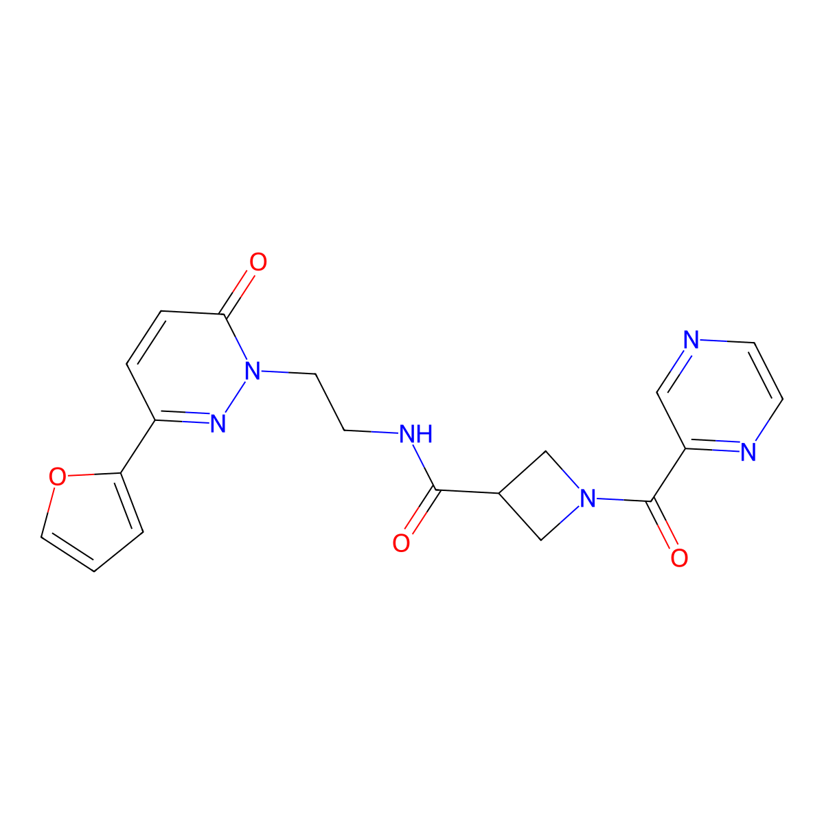 N-(2-(3-(furan-2-yl)-6-oxopyridazin-1(6H)-yl)ethyl)-1-(pyrazine-2-carbonyl)azetidine-3-carboxamide molecular structure, CAS 1396758-00-1