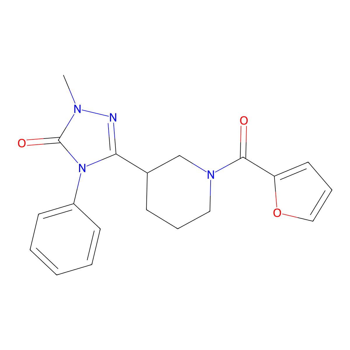 3-(1-(furan-2-carbonyl)piperidin-3-yl)-1-methyl-4-phenyl-1H-1,2,4-triazol-5(4H)-one molecular structure, CAS 1396758-03-4