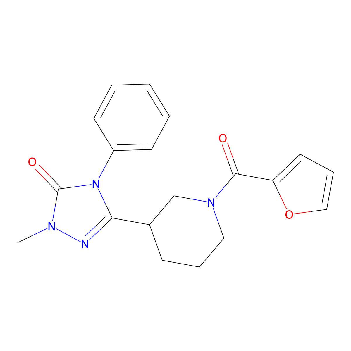 3-(1-(furan-2-carbonyl)piperidin-3-yl)-1-methyl-4-phenyl-1H-1,2,4-triazol-5(4H)-one molecular structure, CAS 1396758-03-4