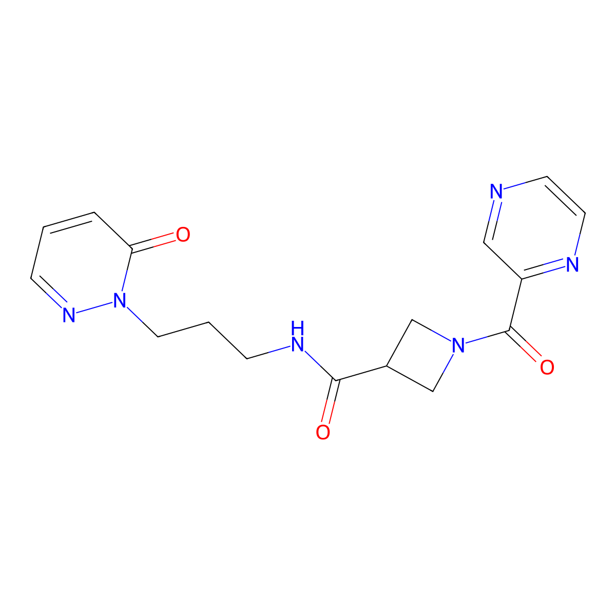 N-(3-(6-oxopyridazin-1(6H)-yl)propyl)-1-(pyrazine-2-carbonyl)azetidine-3-carboxamide molecular structure, CAS 1396758-06-7