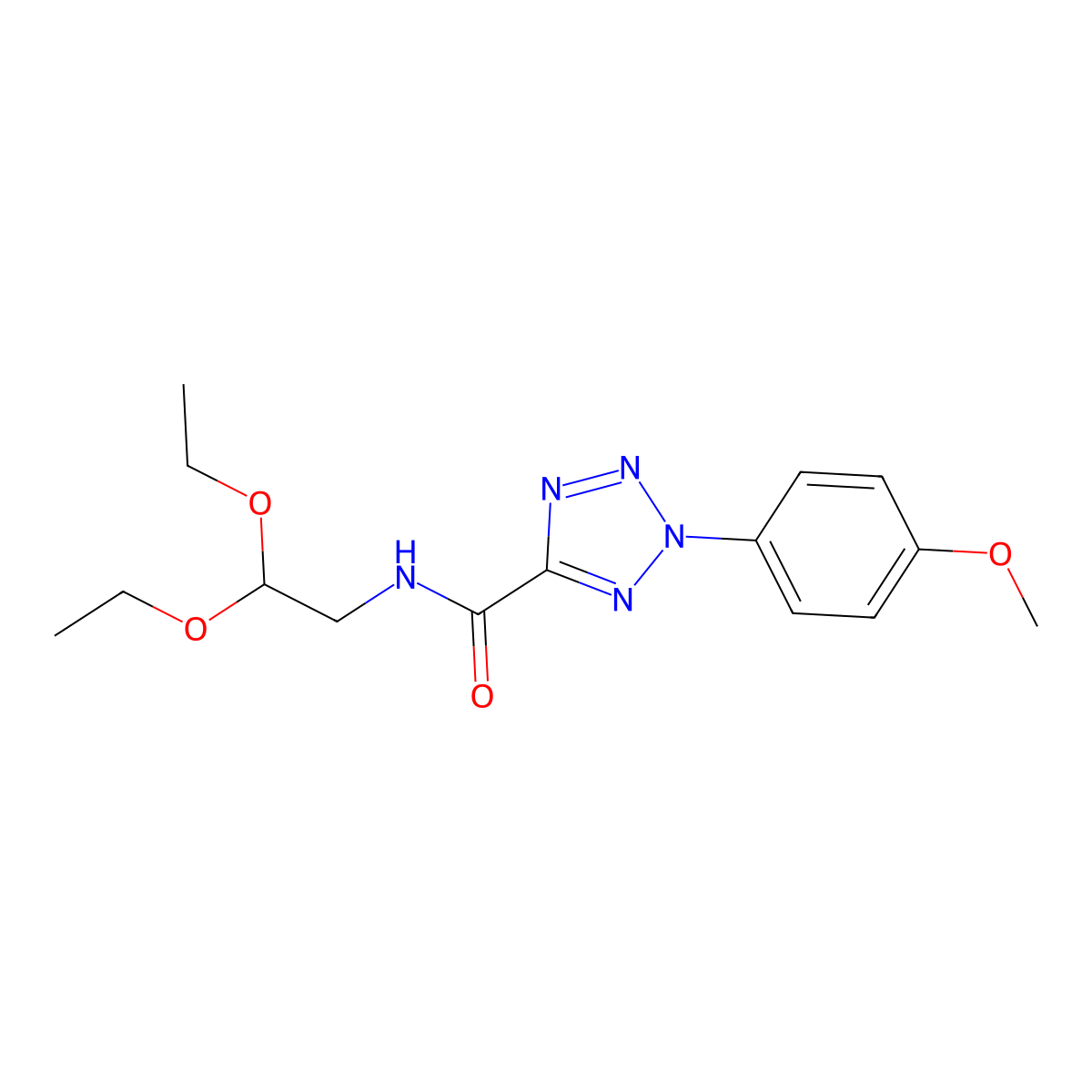 N-(2,2-diethoxyethyl)-2-(4-methoxyphenyl)-2H-tetrazole-5-carboxamide molecular structure, CAS 1396758-09-0