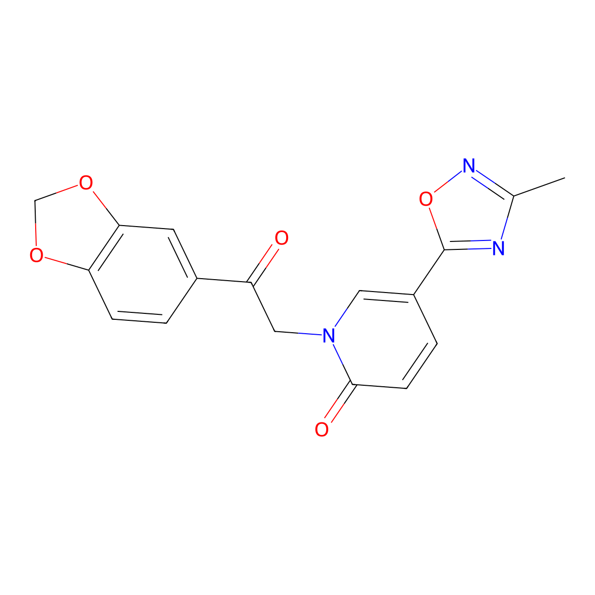 1-[2-(1,3-benzodioxol-5-yl)-2-oxoethyl]-5-(3-methyl-1,2,4-oxadiazol-5-yl)pyridin-2(1H)-one molecular structure, CAS 1396758-10-3
