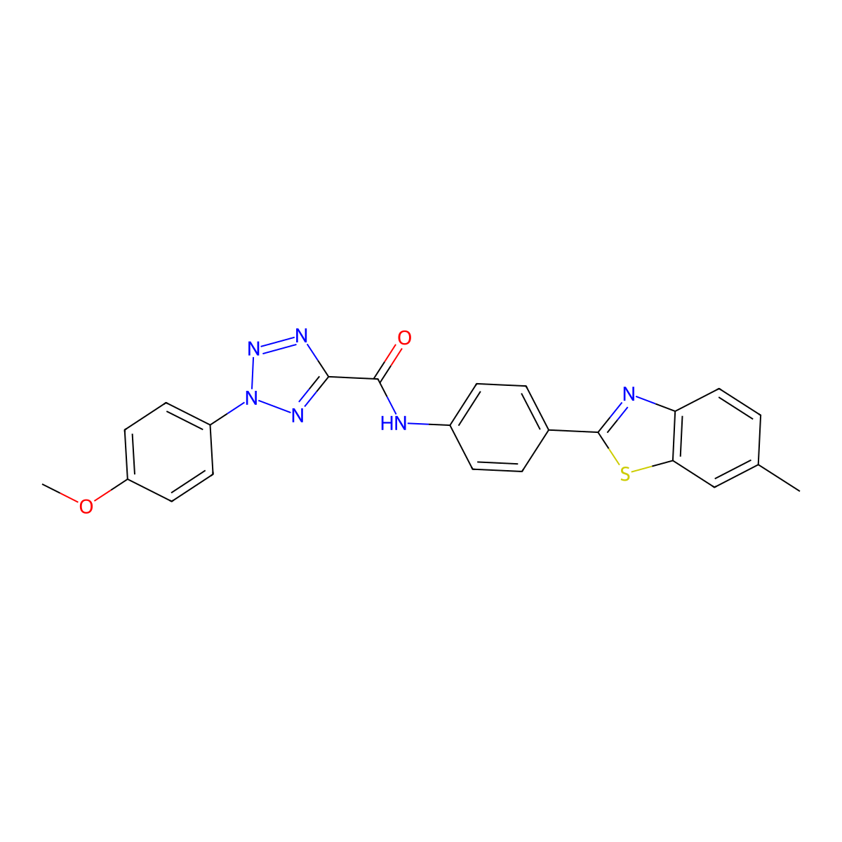 2-(4-methoxyphenyl)-N-(4-(6-methylbenzo[d]thiazol-2-yl)phenyl)-2H-tetrazole-5-carboxamide molecular structure, CAS 1396758-13-6