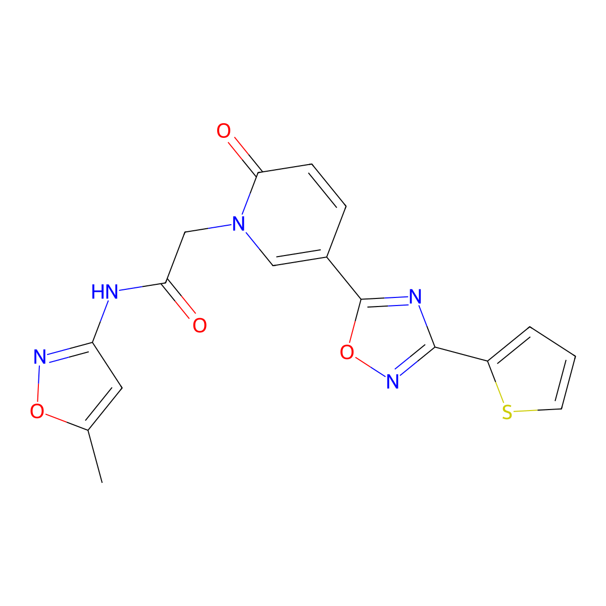 N-(5-methylisoxazol-3-yl)-2-(2-oxo-5-(3-(thiophen-2-yl)-1,2,4-oxadiazol-5-yl)pyridin-1(2H)-yl)acetamide molecular structure, CAS 1396758-17-0