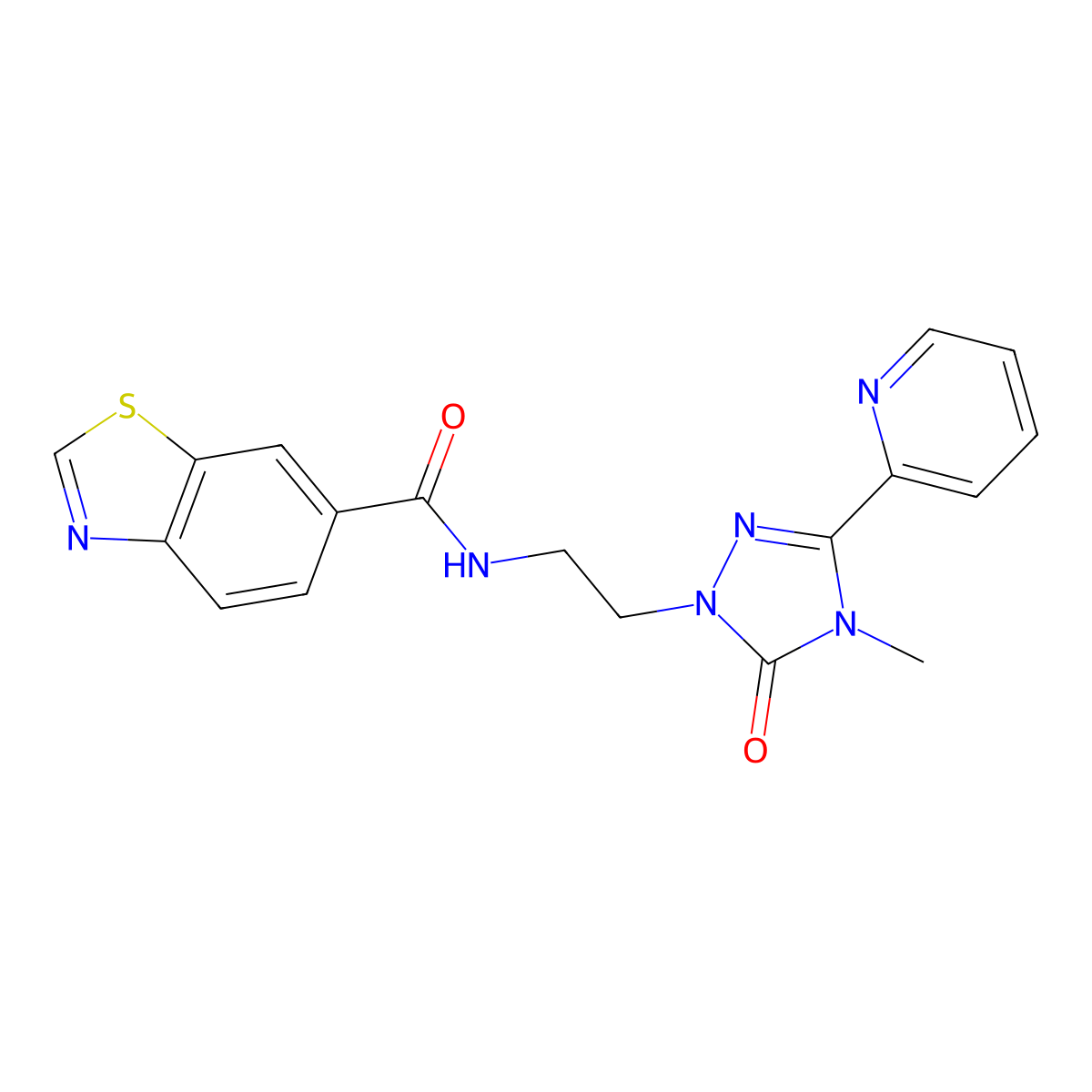 N-(2-(4-methyl-5-oxo-3-(pyridin-2-yl)-4,5-dihydro-1H-1,2,4-triazol-1-yl)ethyl)benzo[d]thiazole-6-carboxamide molecular structure, CAS 1396758-20-5