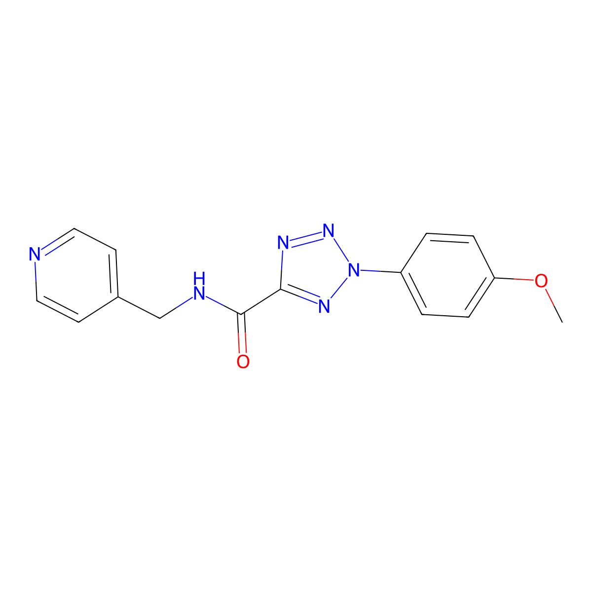 2-(4-methoxyphenyl)-N-(pyridin-4-ylmethyl)-2H-tetrazole-5-carboxamide molecular structure, CAS 1396758-23-8