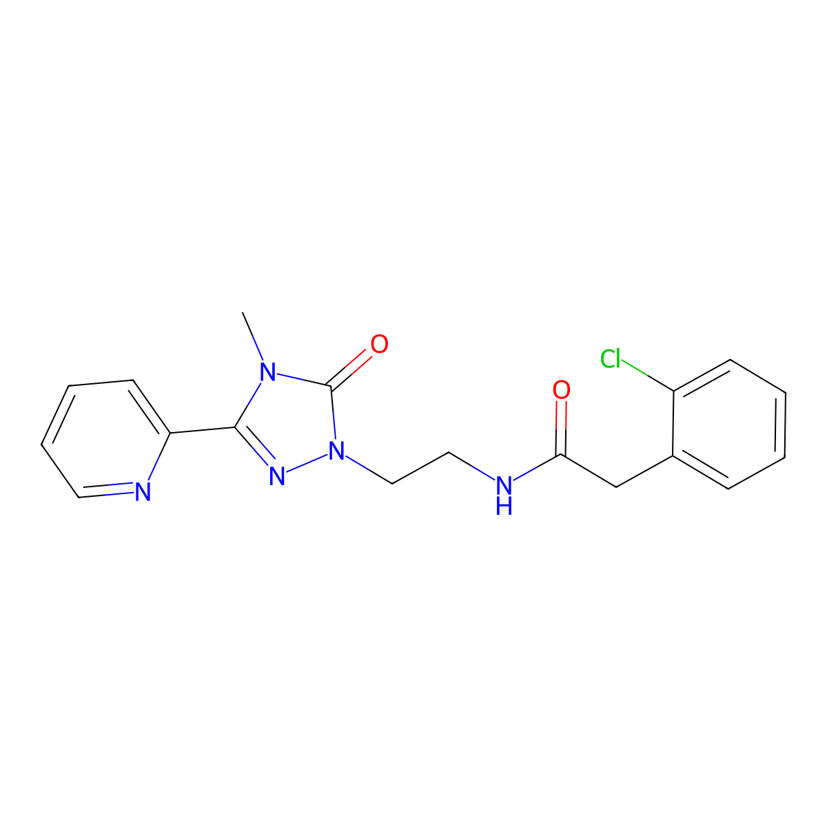 2-(2-chlorophenyl)-N-{2-[4-methyl-5-oxo-3-(pyridin-2-yl)-4,5-dihydro-1H-1,2,4-triazol-1-yl]ethyl}acetamide molecular structure, CAS 1396758-25-0