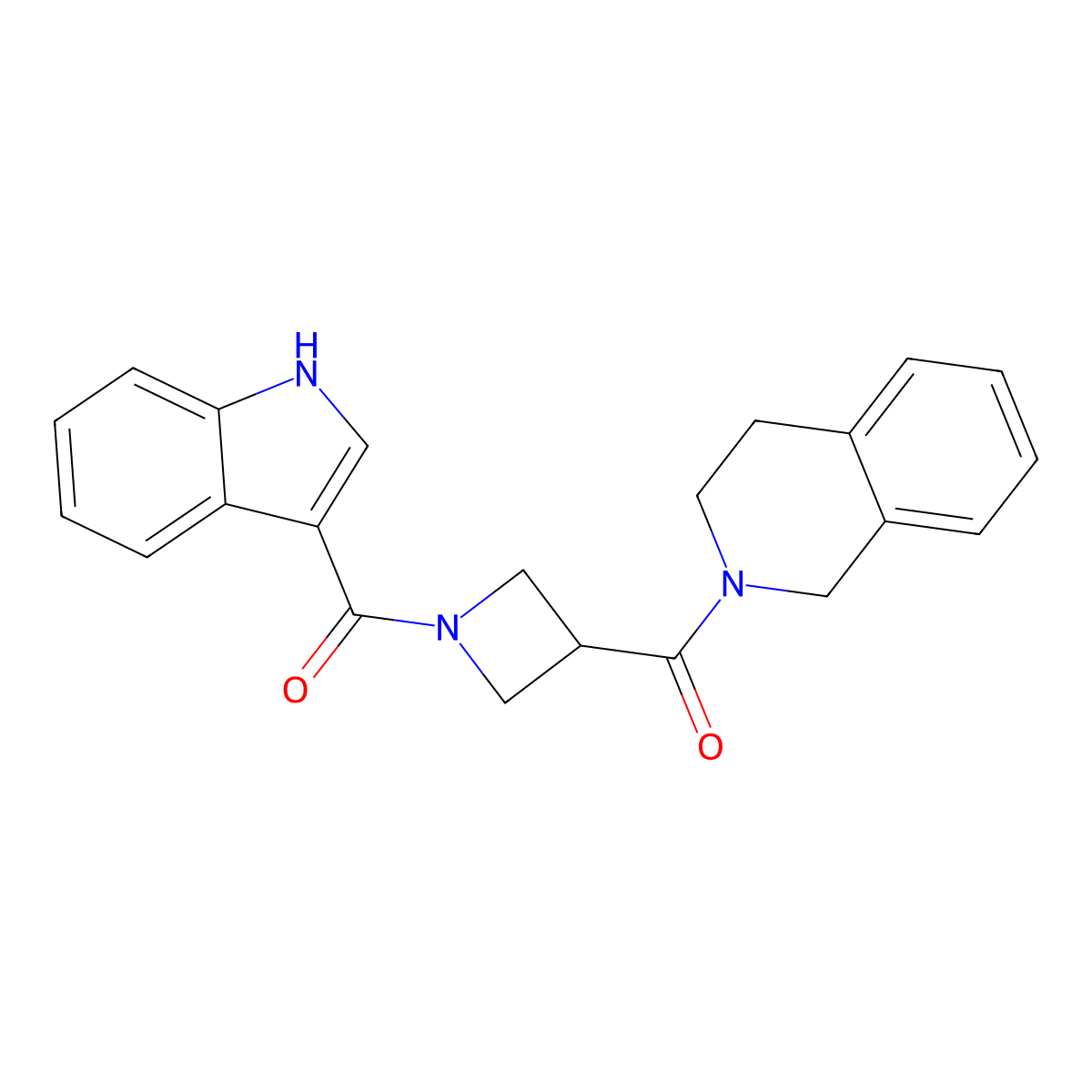 (1-(1H-indole-3-carbonyl)azetidin-3-yl)(3,4-dihydroisoquinolin-2(1H)-yl)methanone molecular structure, CAS 1396758-28-3