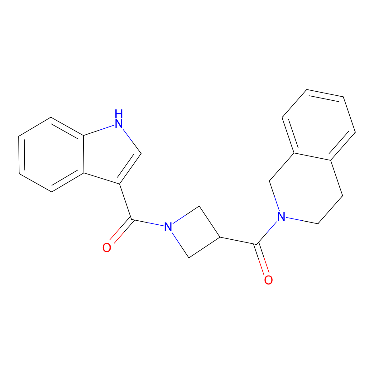 (1-(1H-indole-3-carbonyl)azetidin-3-yl)(3,4-dihydroisoquinolin-2(1H)-yl)methanone molecular structure, CAS 1396758-28-3