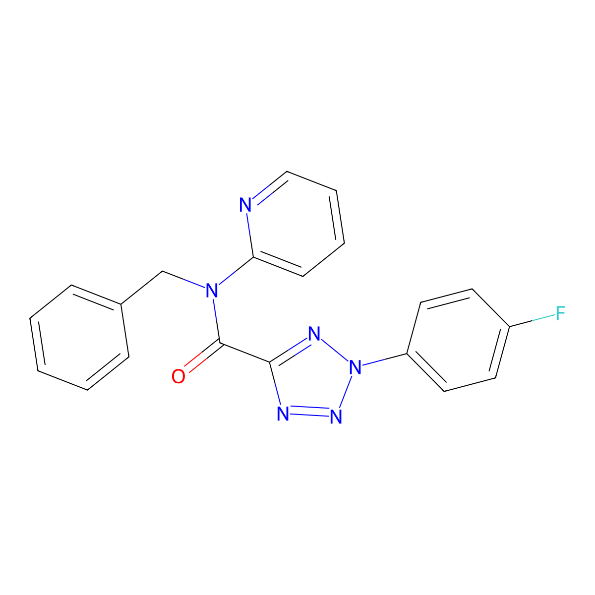 N-benzyl-2-(4-fluorophenyl)-N-(pyridin-2-yl)-2H-tetrazole-5-carboxamide molecular structure, CAS 1396758-41-0