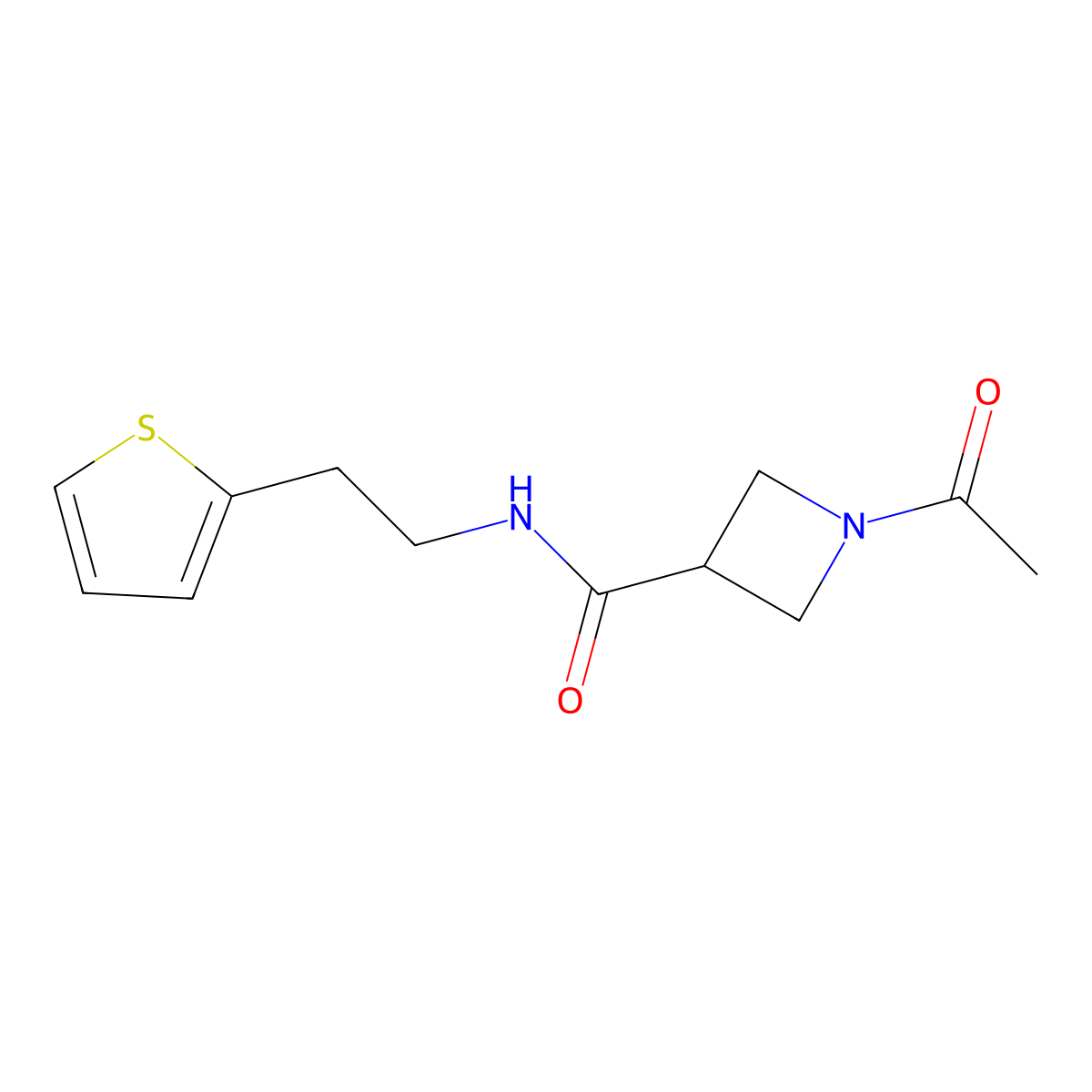 1-acetyl-N-(2-(thiophen-2-yl)ethyl)azetidine-3-carboxamide molecular structure, CAS 1396758-48-7