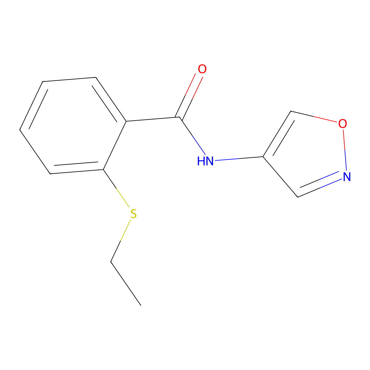 2-(ethylthio)-N-(isoxazol-4-yl)benzamide molecular structure, CAS 1396758-49-8