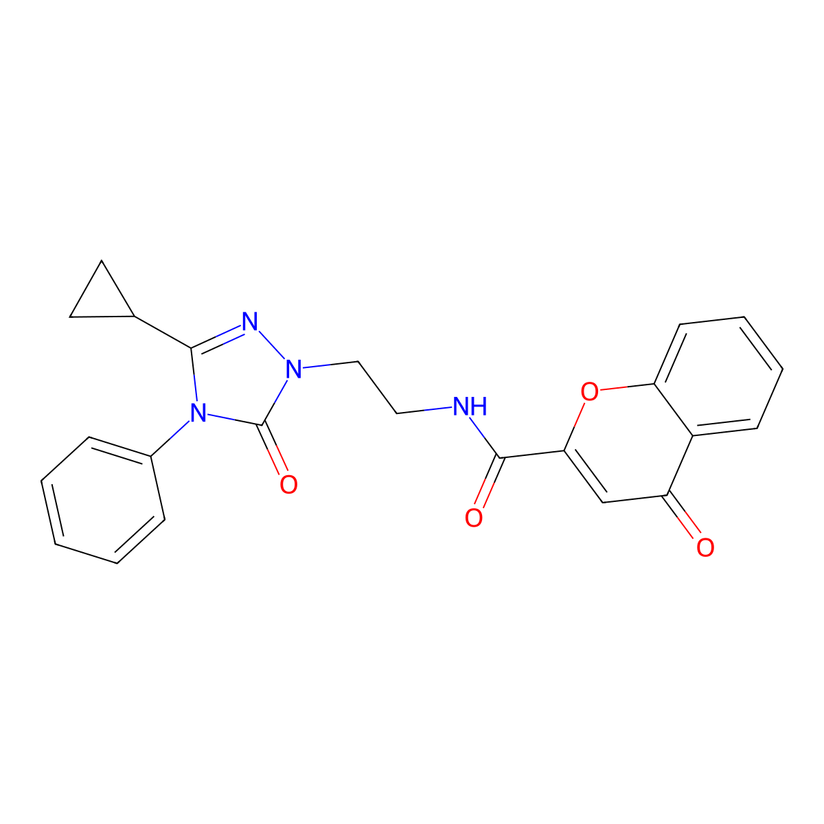 N-[2-(3-cyclopropyl-5-oxo-4-phenyl-4,5-dihydro-1H-1,2,4-triazol-1-yl)ethyl]-4-oxo-4H-chromene-2-carboxamide molecular structure, CAS 1396758-50-1