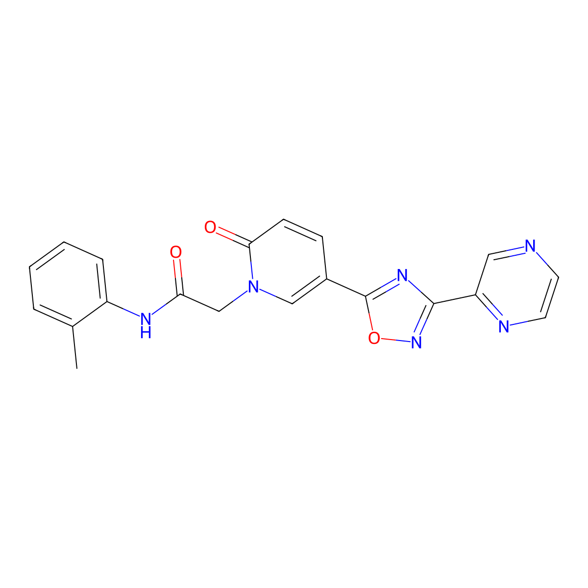 N-(2-methylphenyl)-2-[2-oxo-5-(3-pyrazin-2-yl-1,2,4-oxadiazol-5-yl)pyridin-1(2H)-yl]acetamide molecular structure, CAS 1396758-51-2