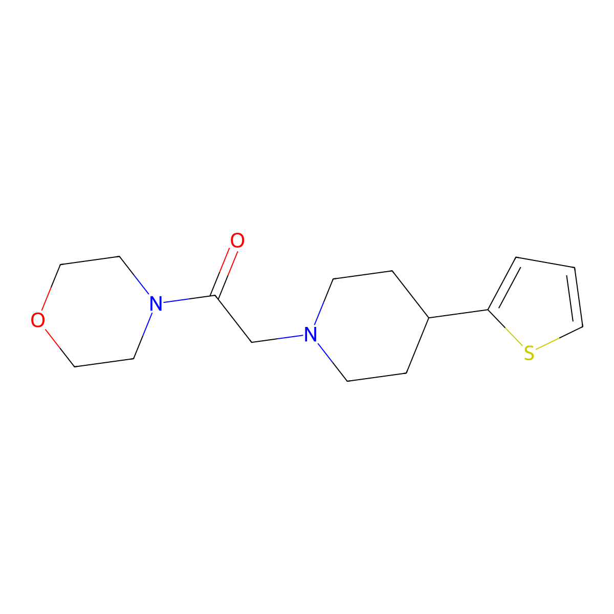 1-Morpholino-2-(4-(thiophen-2-yl)piperidin-1-yl)ethanone molecular structure, CAS 1396758-52-3
