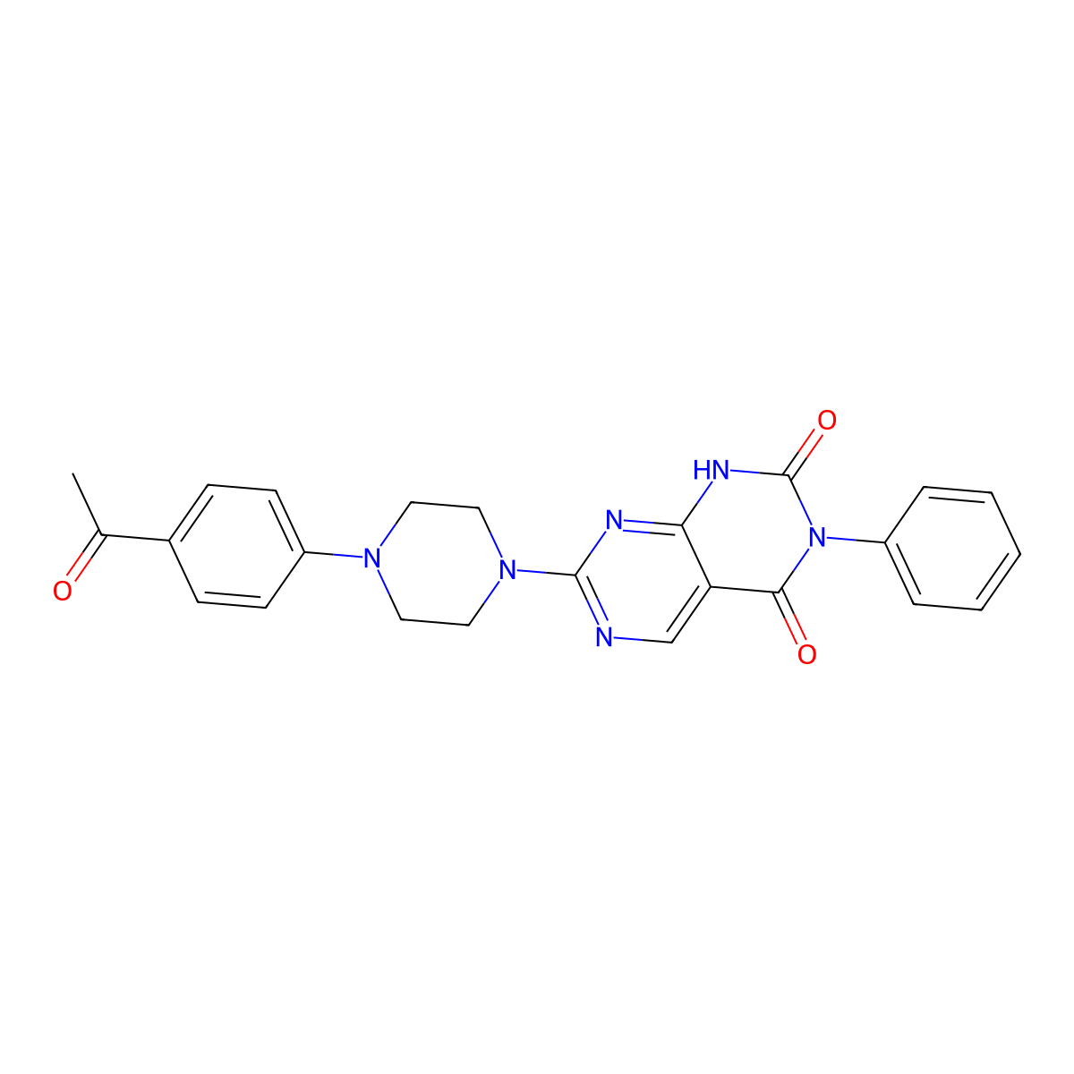 7-[4-(4-acetylphenyl)piperazin-1-yl]-3-phenylpyrimido[4,5-d]pyrimidine-2,4(1H,3H)-dione molecular structure, CAS 1396758-60-3