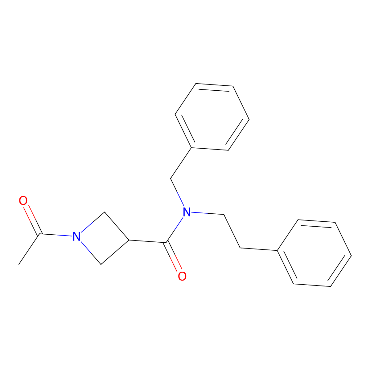1-acetyl-N-benzyl-N-phenethylazetidine-3-carboxamide molecular structure, CAS 1396758-61-4