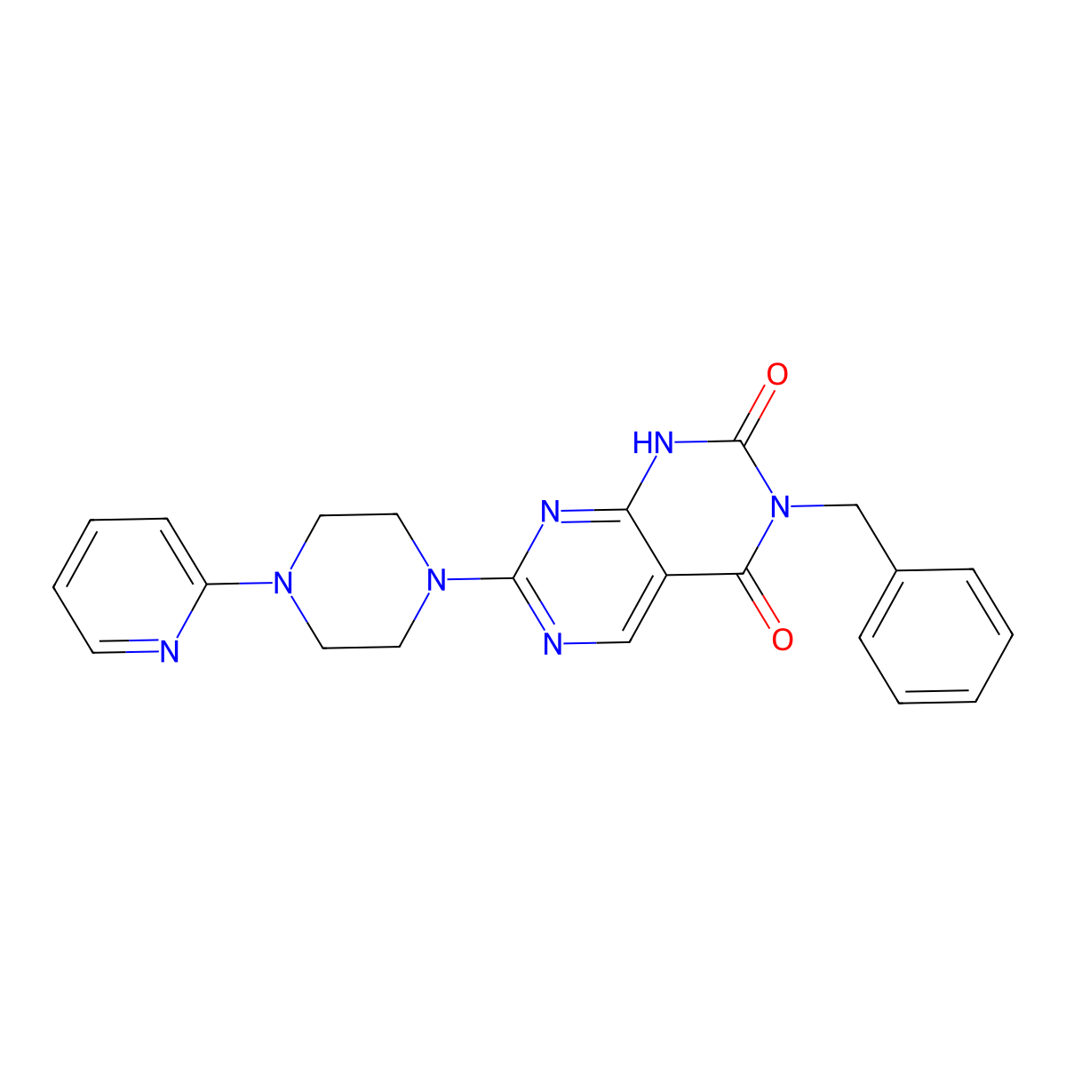 3-benzyl-7-(4-pyridin-2-ylpiperazin-1-yl)pyrimido[4,5-d]pyrimidine-2,4(1H,3H)-dione molecular structure, CAS 1396758-67-0